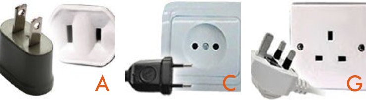type a c and g outlets
